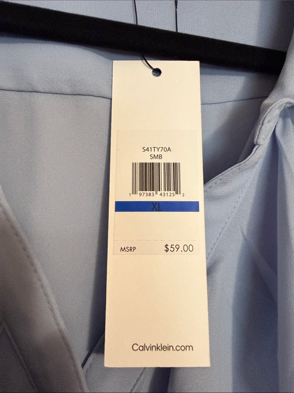 Calvin Klein Soft Blue Ruffle Button-Front Blouse - Picture 2 of 5